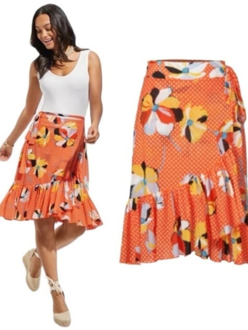 Cabi 6199 Tango Wrap Skirt Ruffle Small